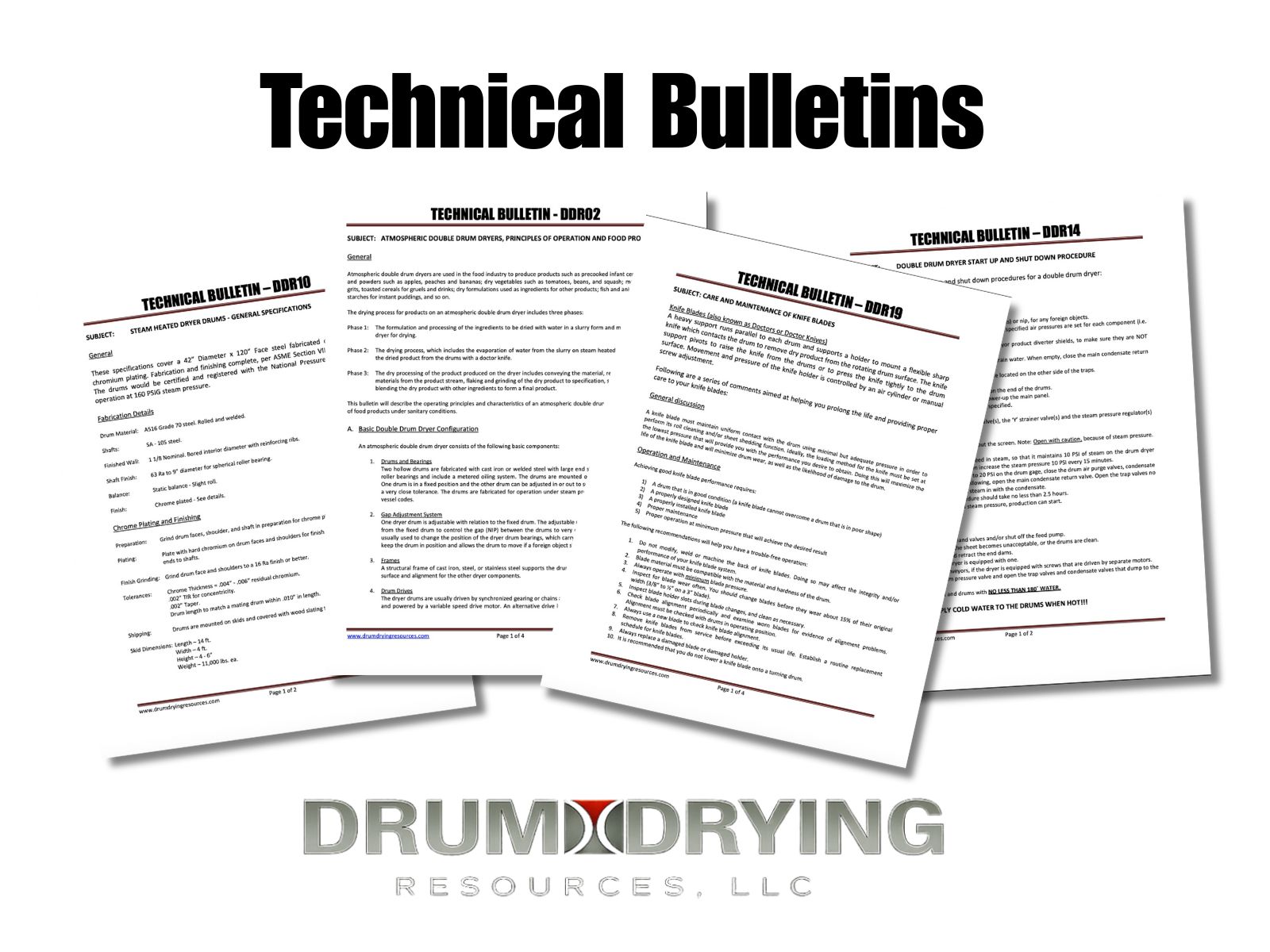 image of four technical bulletin pdfs